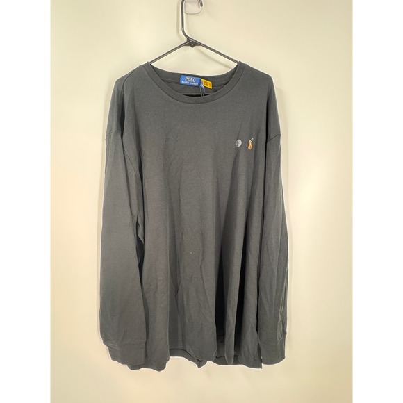Polo Ralph Lauren Black Long Sleeve T-Shirt‎ Crew Neck Cotton Menswear 2XB Pony